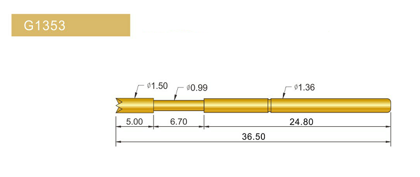 G1353-Q探針、四爪頭探針、1.36mm測試針、總長36.5mm、彈簧針圖片、測試針圖片、頂針圖片、探針圖片